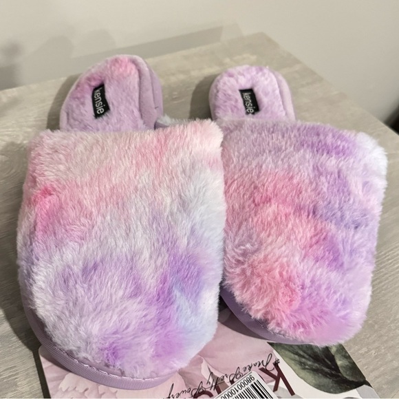 Womens Kensie Tie Dye Plush Scuff Slippers shoes XL 10/11 - Picture 9 of 10